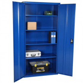 armoire de rangement ouverte bleu