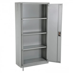 Armoire d'atelier pliable grise porte ouverte