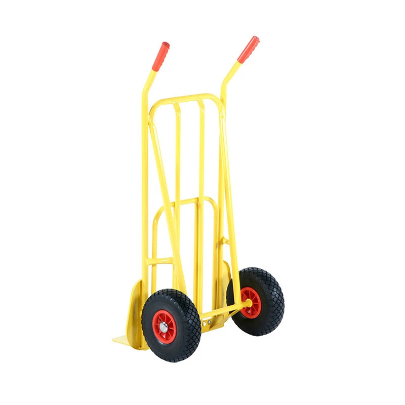 Diable en acier jaune avec bavette rabattable