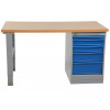 Table renforcée avec caisson de 5 tiroirs